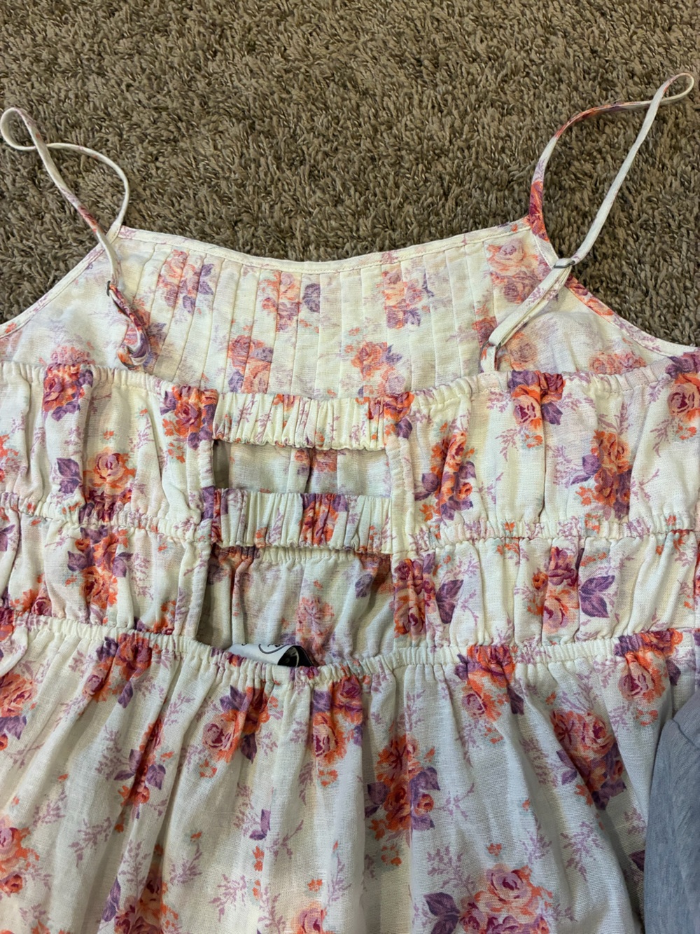 Laura Ashley x Lucky Brand Cream Floral Wide-Leg Capris Jumpsuit Size L - Picture 7 of 16